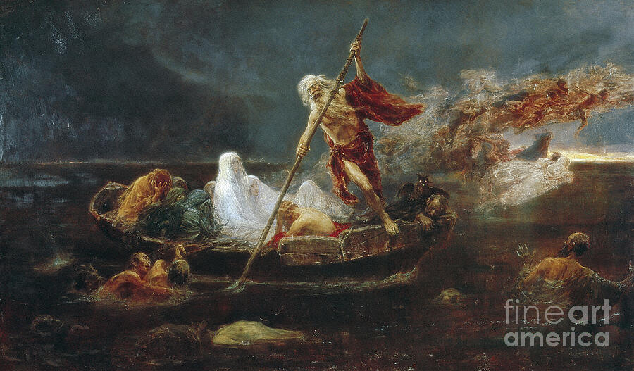 Charons Boat Painting by Jose Benlliure Y Gil - Pixels