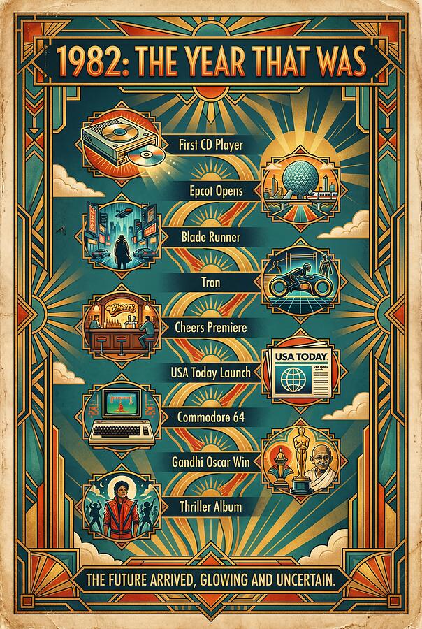 1982 The Year That Was Digital Art by Timeline Poster Guy - Pixels