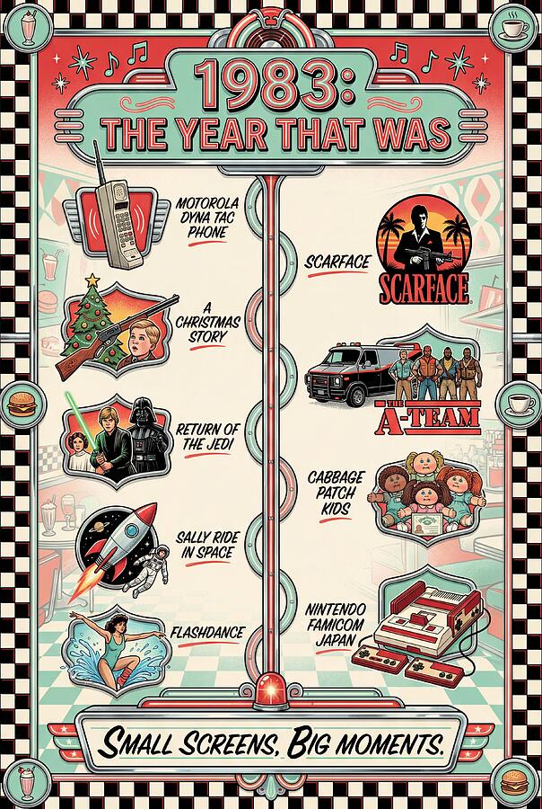 1983 The Year That Was Digital Art by Timeline Poster Guy - Pixels