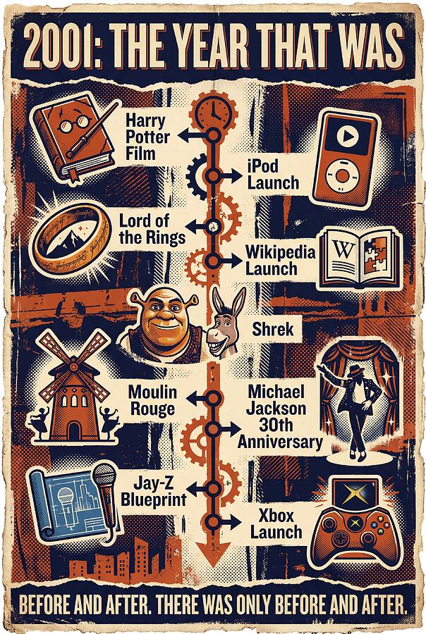 2001 The Year That Was Digital Art by Timeline Poster Guy - Pixels