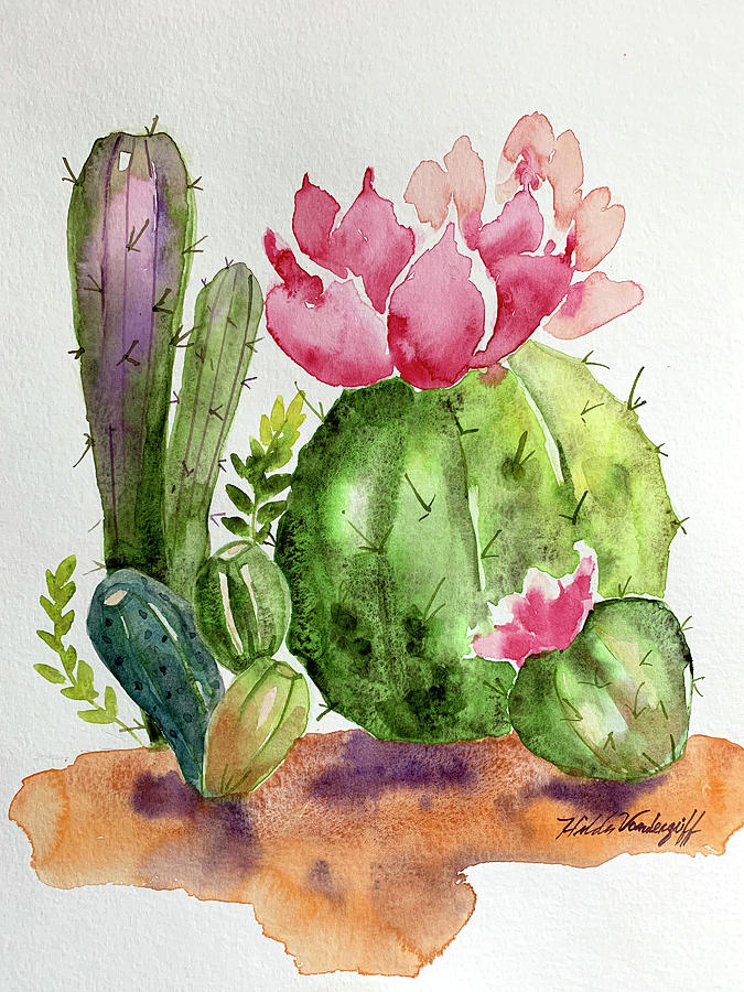 Cactus and Succulents Painting by Hilda Vandergriff - Pixels