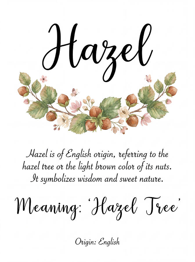 Hazel Name Art Meaning Floral Script Painting by Floral Script Signs ...