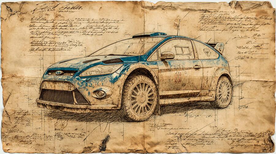 Ford Focus RS WRC #2 Drawing by Francis Middleton - Pixels