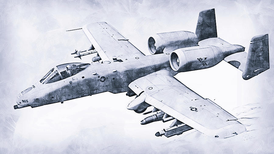 A-10 サンダーボルト II 手描きアート A-10 Thunderbolt - 01 Drawing by AM FineArtPrints - Pixels
