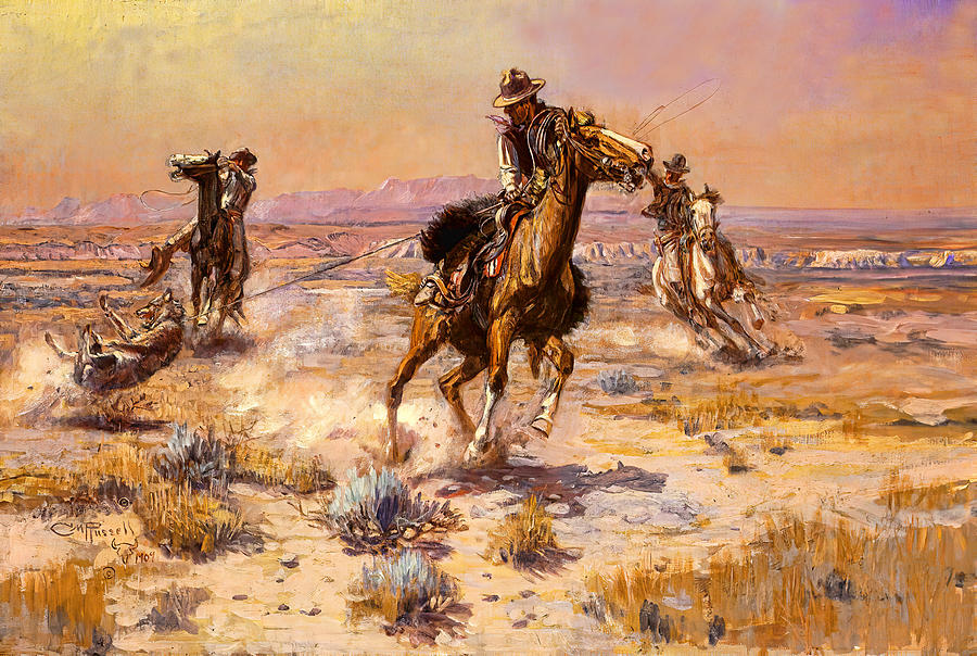 Charles Russell Western Tile Mural PT07771. 48 x 32 (24) 8x8