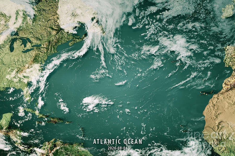 Atlantic Ocean 20260804 Cloud Map 3D Render Color by Frank Ramspott