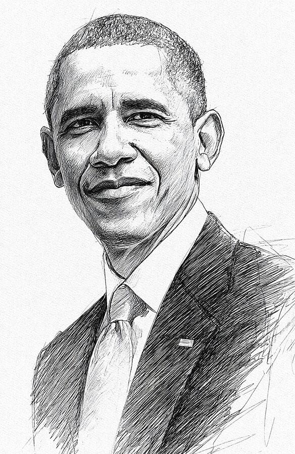 Barack Obama Pencil Sketch Drawing by John Springfield - Pixels