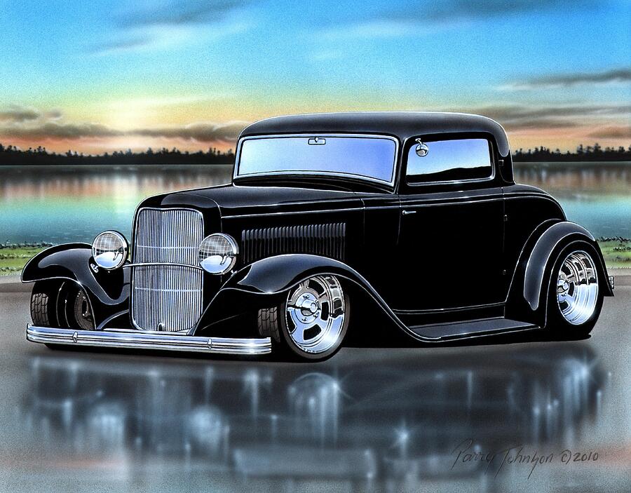 Black 1932 Ford 3 Window Coupe by Parry Johnson