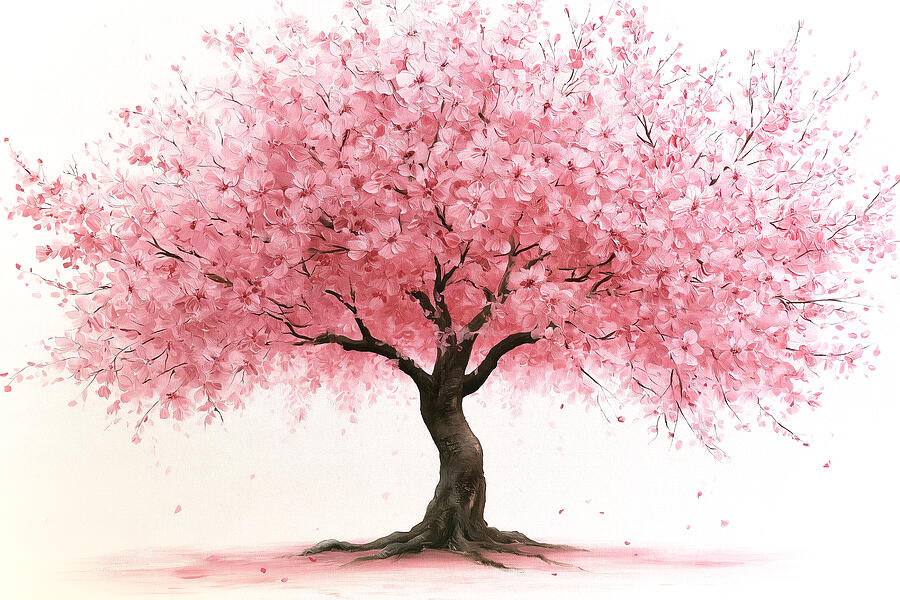 Blossoming Pink Cherry Tree Digital Art by Athena Mckinzie - Pixels