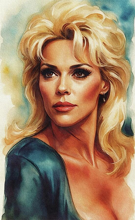 Brigitte Nielsen with Intense Gaze Painting by John Springfield - Pixels