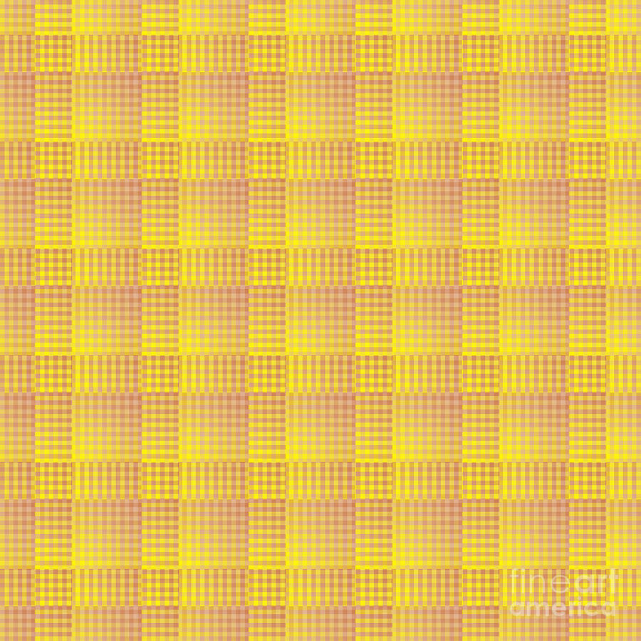 Brown Yellow Checked Pattern Digital Art by Deborah Carpenter - Pixels