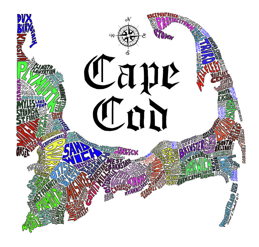 Cape Cod Typography Map by Conor Plunkett