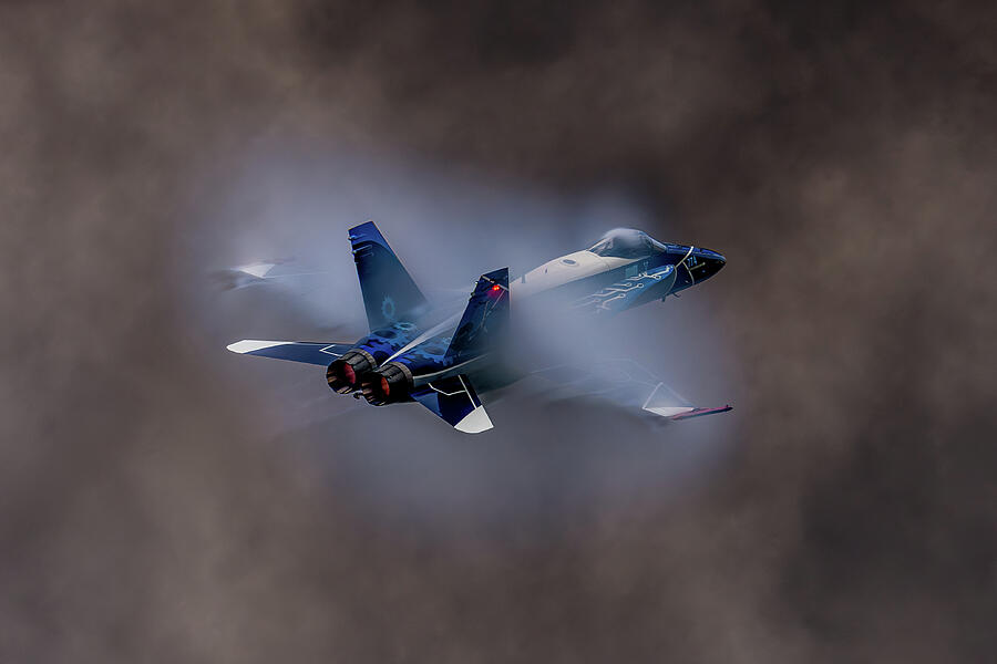CF-18 Flies into Pyrotechnic Cloud Photograph by Greg Meland - Pixels