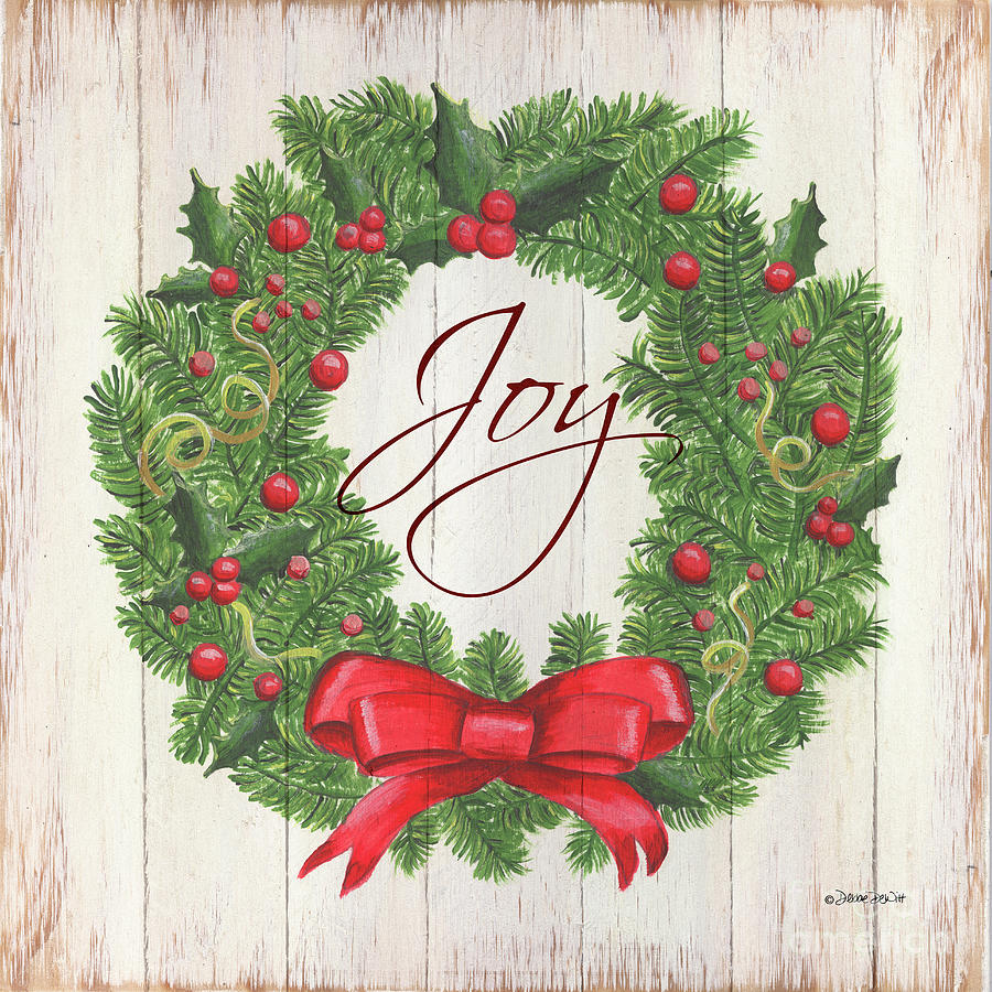 Christmas Wreath 1 Painting by Debbie DeWitt - Pixels