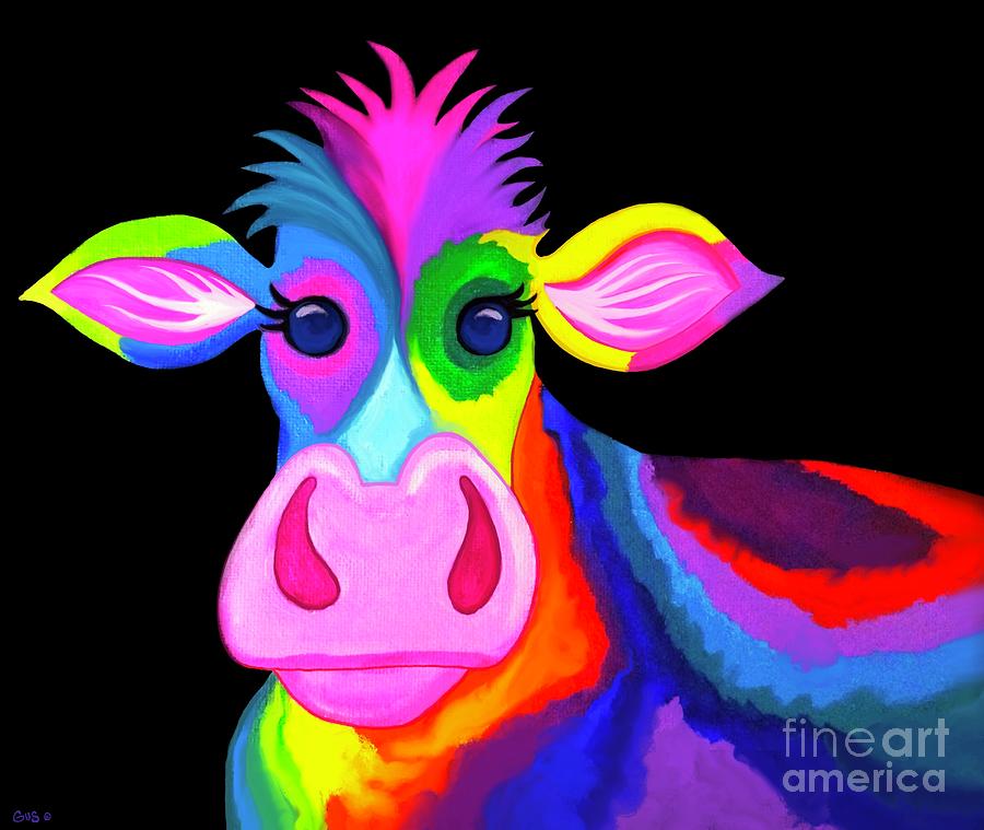 Colorful Rainbow Cow Painting by Nick Gustafson - Pixels