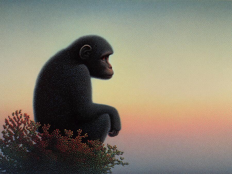 Contemplative Monkey at Sunset by Fabrizio Cassetta