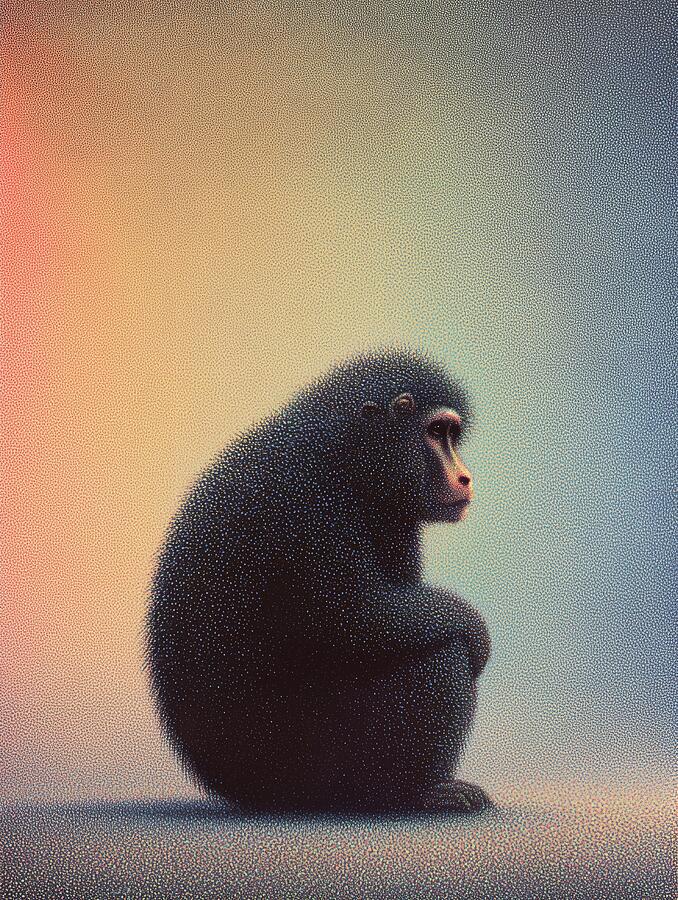 Contemplative Monkey in Pastel Light by Fabrizio Cassetta