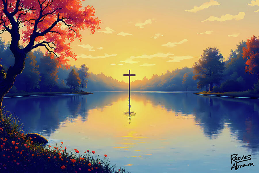 Cross in Tranquil Waters Digital Art by Reeves Abram - Pastor Reeves Studio - Pixels