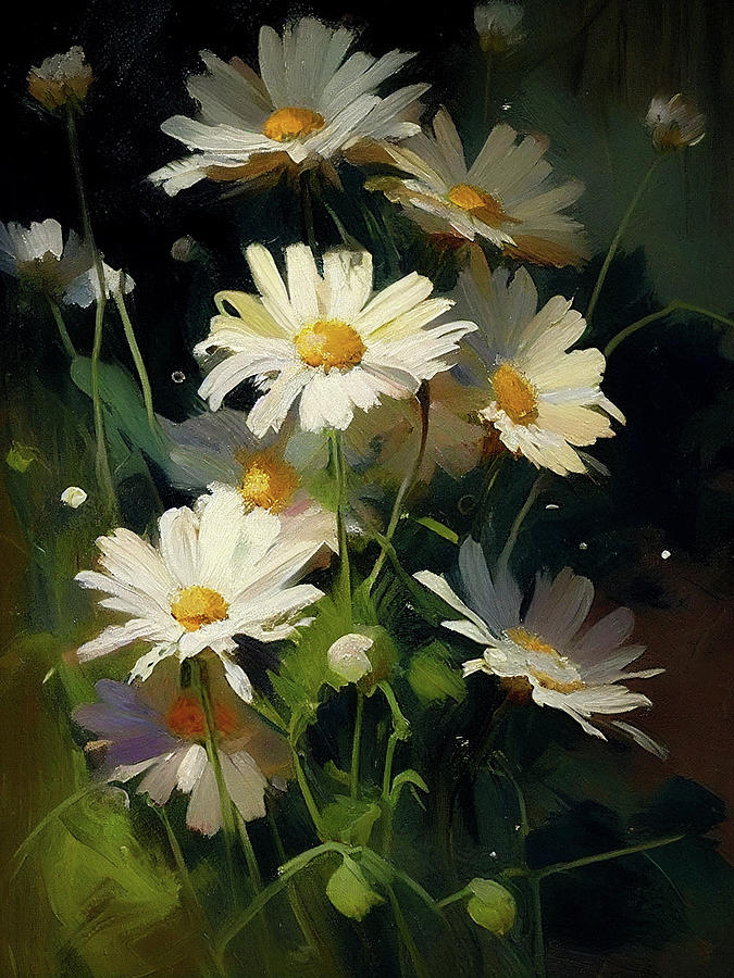 Daisies Painting by Naxart Studio - Pixels