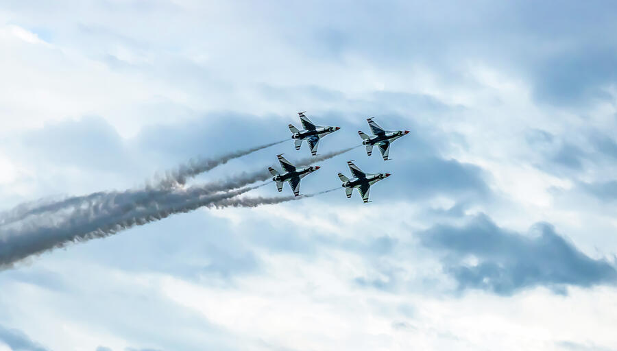 Daring Jet Formation In Sky by Elizabeth Dow
