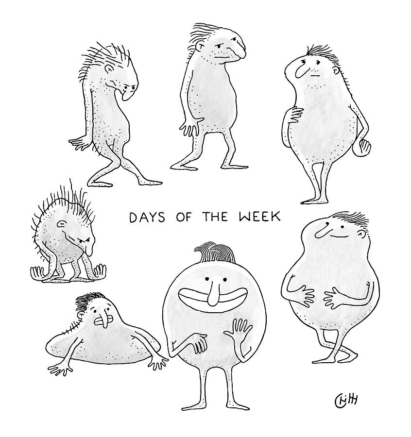 Days Of The Week Drawing by Tom Chitty - Pixels