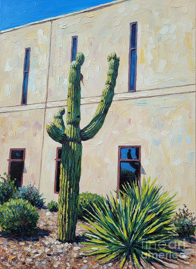 Desert Building with Cactus Ai Art - Desert Building with Cactus by Zshop -