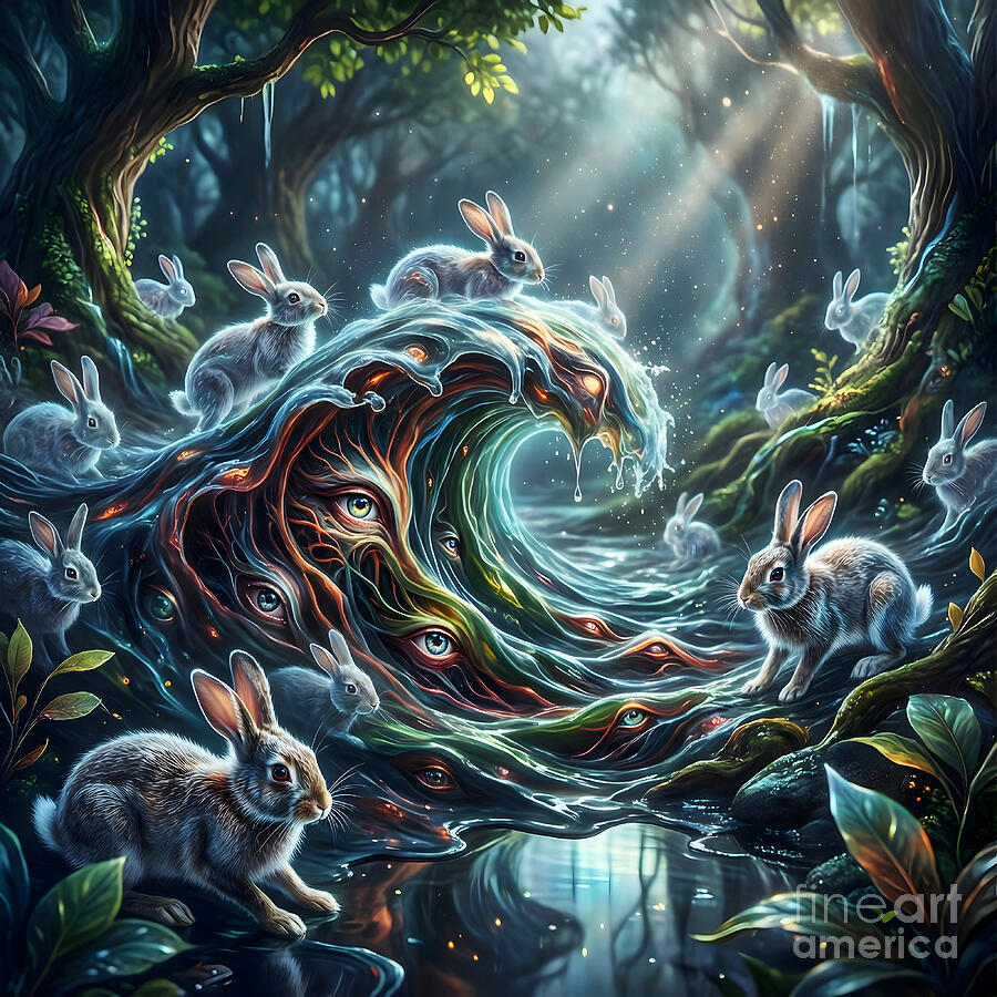 Dreamcore Rabbit Eye Tsunami Digital Art by ArtAlice - Pixels