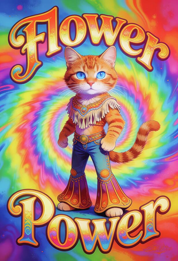 Flower Power Psychedelic Cat by Matthias Hauser
