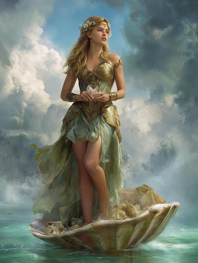Goddess Venus Emerges from Seashell by Mindscape Arts