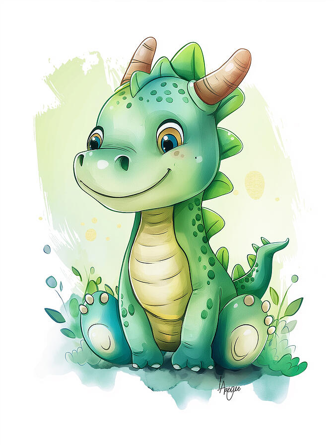 絵画 Happy Dragon Happy Dragon Poster by Julien Andre