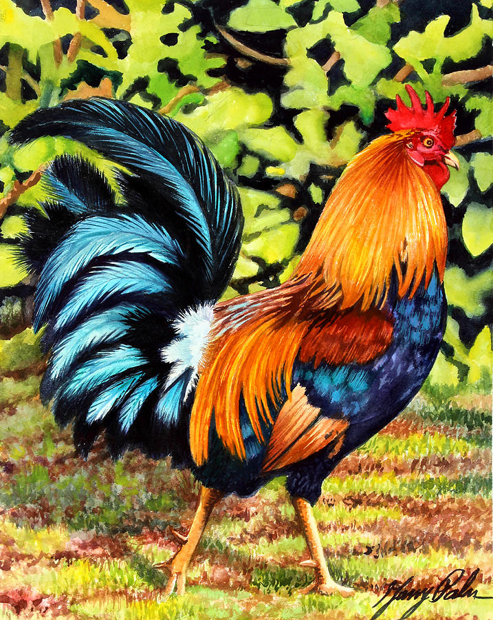 ハワイアンアート　Garry Palm  Hawaiian Hawaiian Rooster by Garry Palm