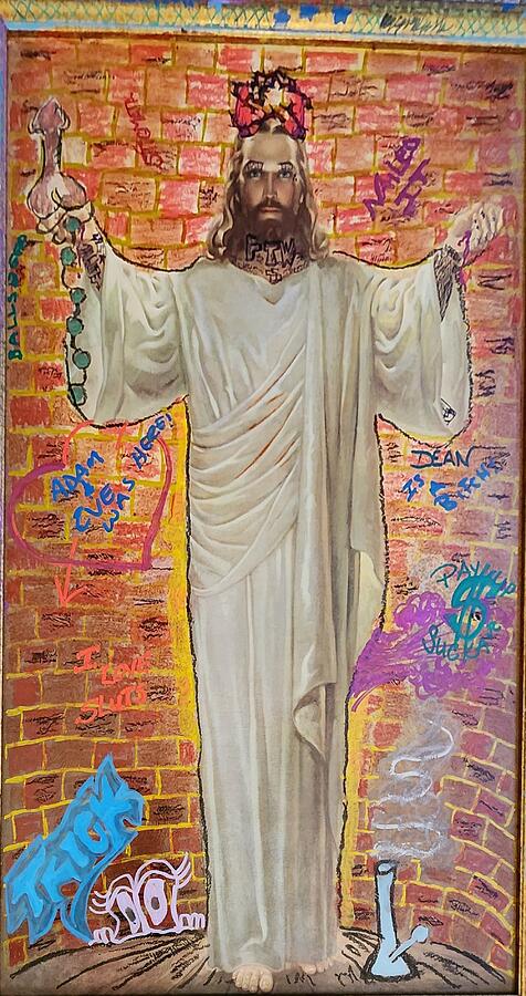 Jesus Christ with Graffiti Mixed Media by Cheeto Burrito - Pixels