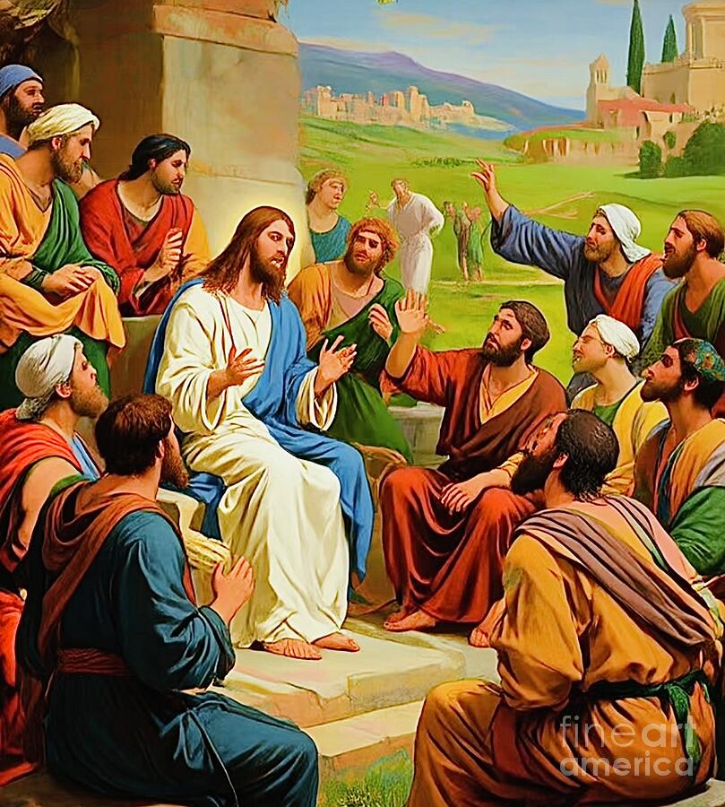 Jesus Teaching His Disciples Mixed Media by Caroline Gilmore - Pixels