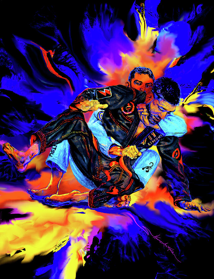 jitsu / Acrylic on canvas frameアート Canvas Jiu-Jitsu Wall 30-x-40-artist-proof-embellised-canvas Print