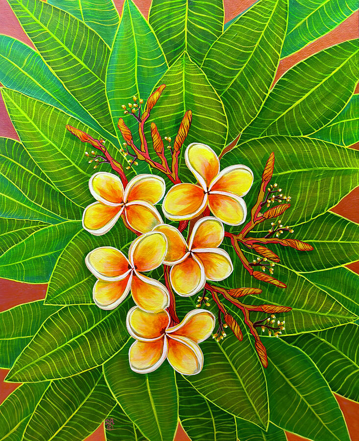 Kaliah Plumerias Painting by Debbie Avila - Pixels