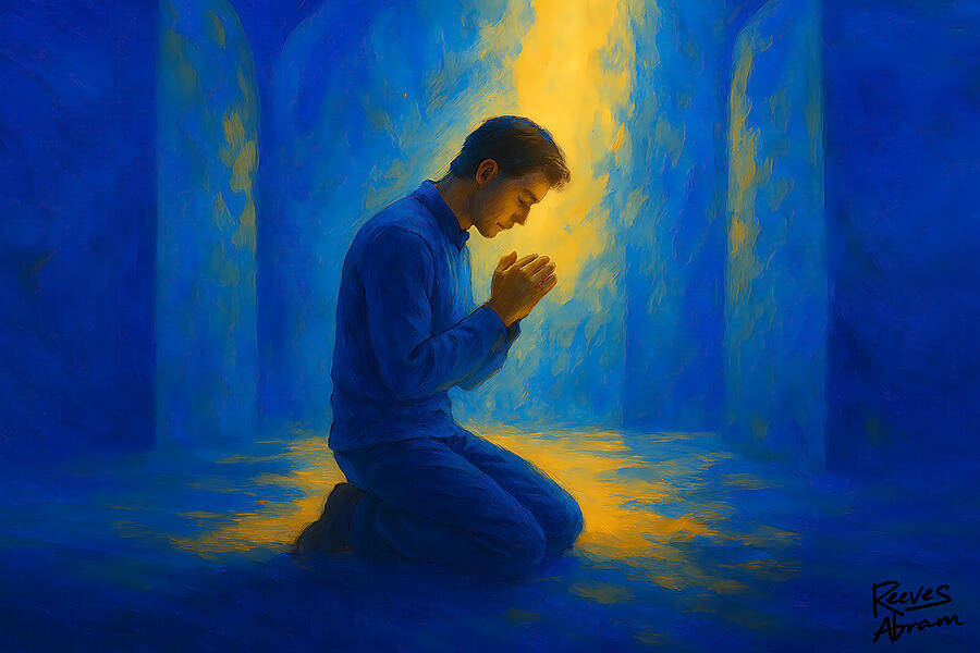Kneeling in Prayer Painting by Reeves Abram - Pastor Reeves Studio - Pixels