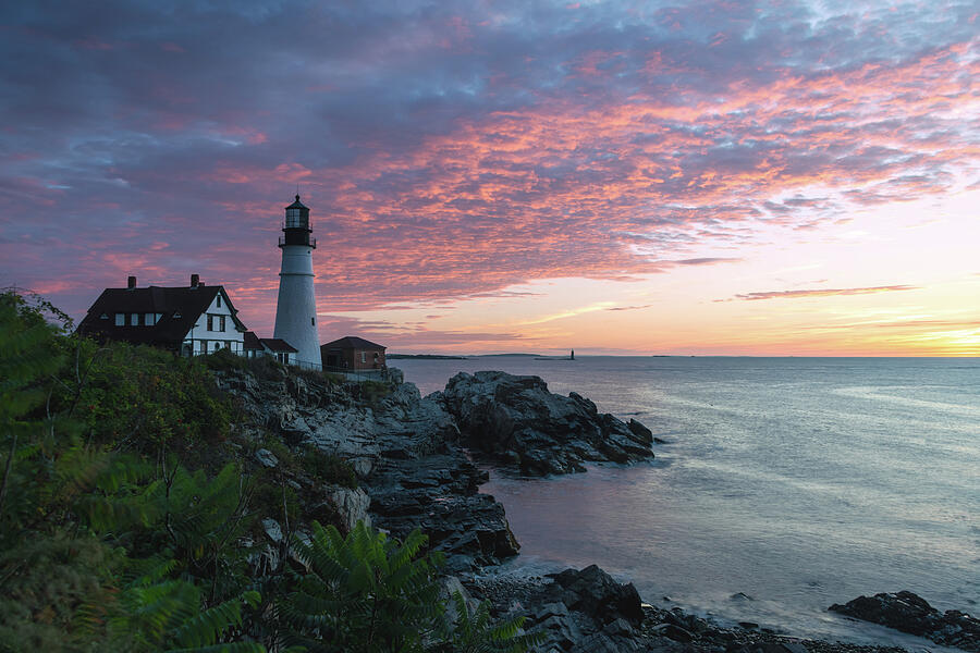 Lighthouse Pink Sky by Lisa Allard