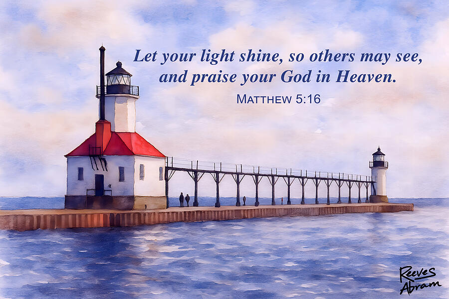 Lighthouse Scripture Art Print Digital Art by Reeves Abram - Pastor Reeves Studio - Pixels