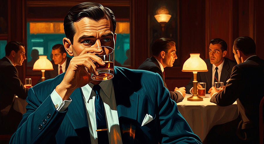 Man in Suit at a Bar Ai Art by Mango Art - Pixels