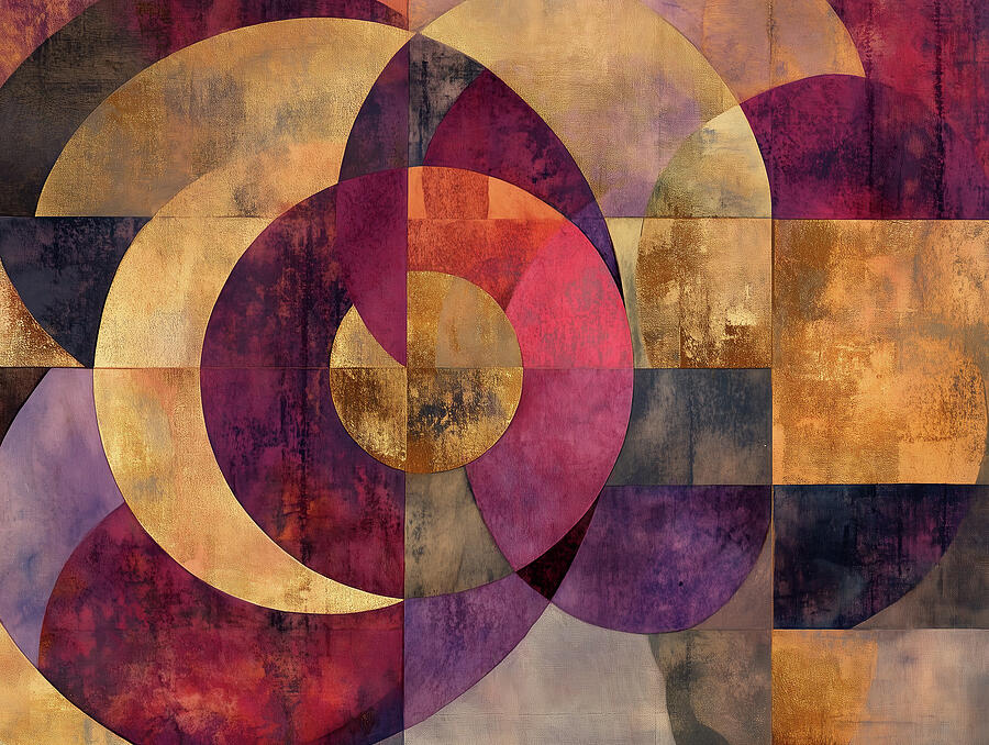 Maroon And Gold Abstract by Lisa S Baker
