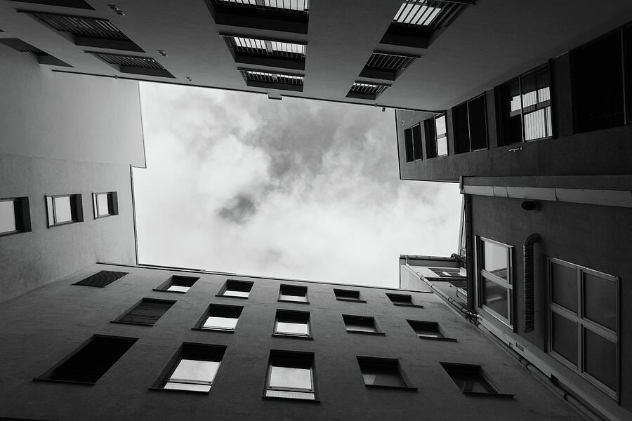 Monochrome Stuttgart Courtyard Sky View by Matthias Hauser