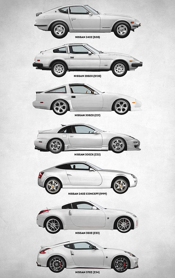 Nissan Z Generations Digital Art by Craphe Studio - Pixels