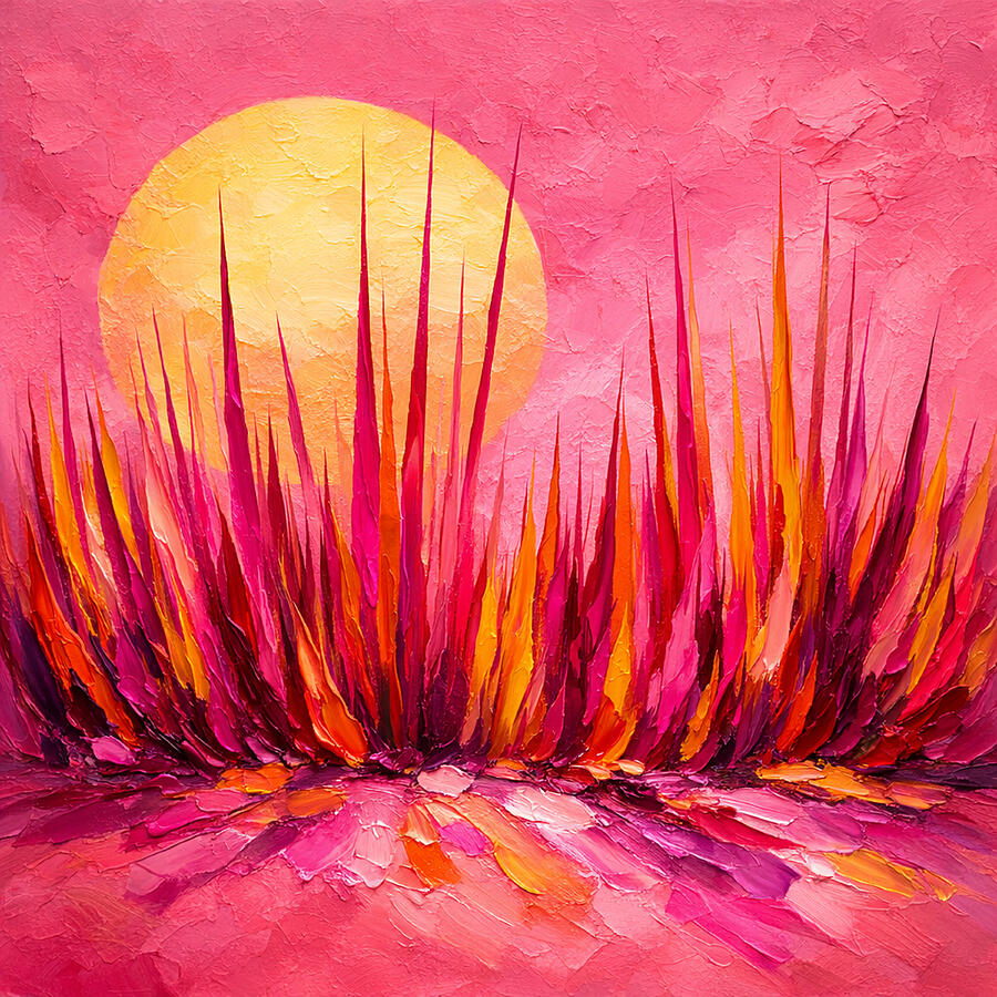 Pink Beach Grass Abstract Sunset Digital Art by Val Arie - Pixels