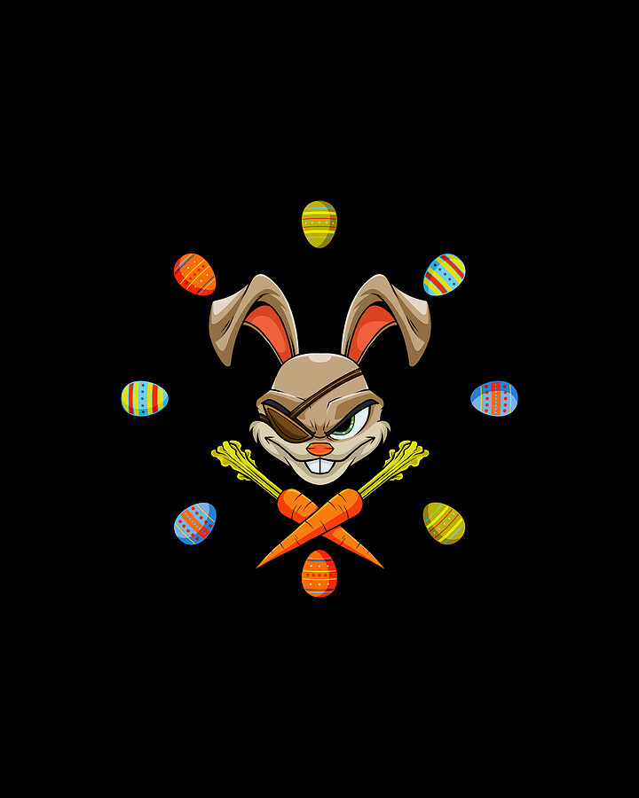 Pirate Easter Bunny Stealing Your Colored Eggs Digital Art by Mister ...
