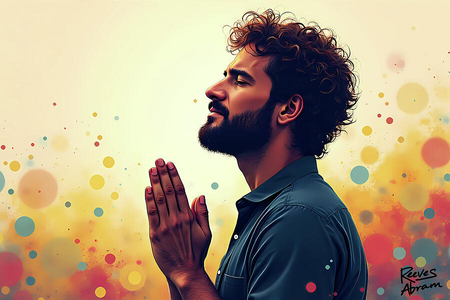 Praying Man Abstract Illustration Digital Art by Reeves Abram - Pastor Reeves Studio - Pixels