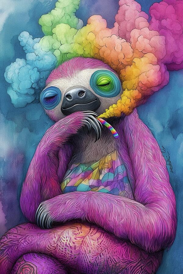 Psychedelic Sloth in Vibrant Dreams by Matthias Hauser