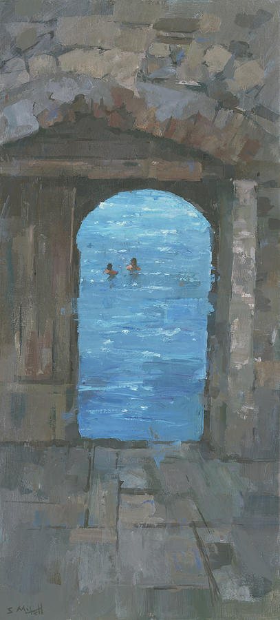 Rovinj Swimmers Painting by Steve Mitchell - Pixels