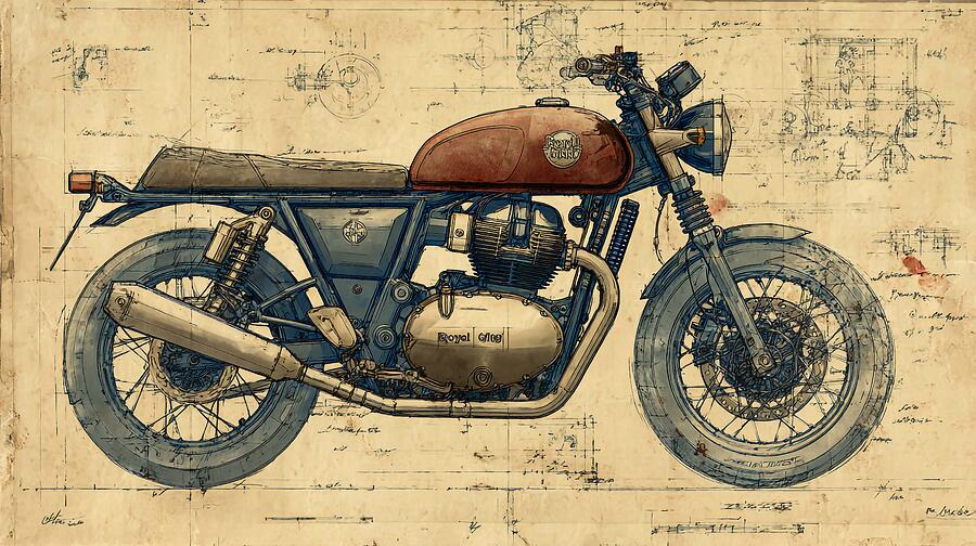 Royal Enfield Interceptor 650 Drawing by Francis Middleton - Pixels
