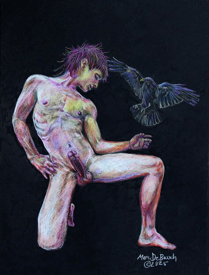 Scrawny Boy with Raven by Marc DeBauch