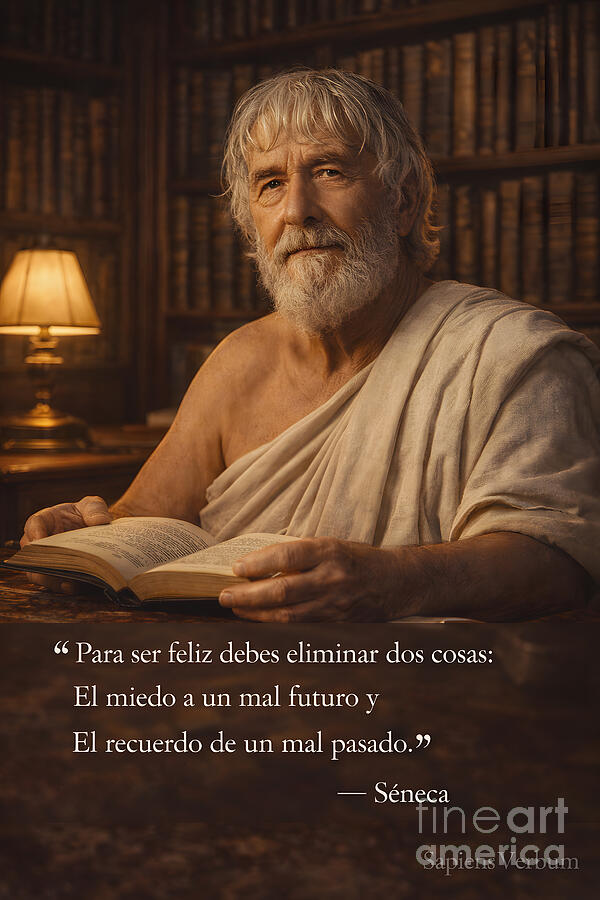 Seneca Philosopher Reading in Library by Sapiens Verbum